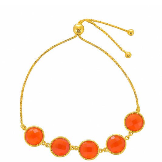 Pulsera de Plata Bañada en Oro con Cornalina