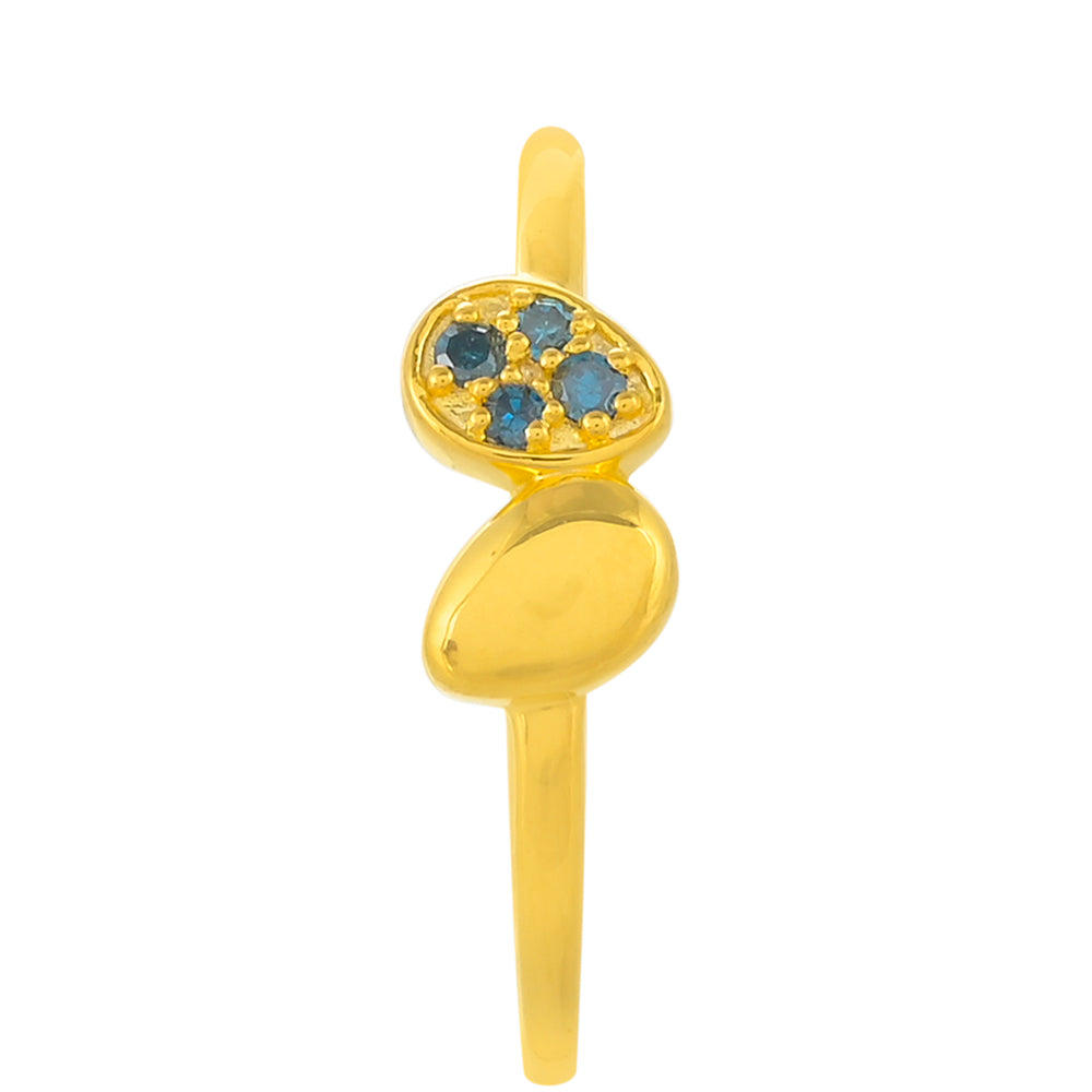 Anillo de Plata Bañada en Oro con Diamante Azul 3 