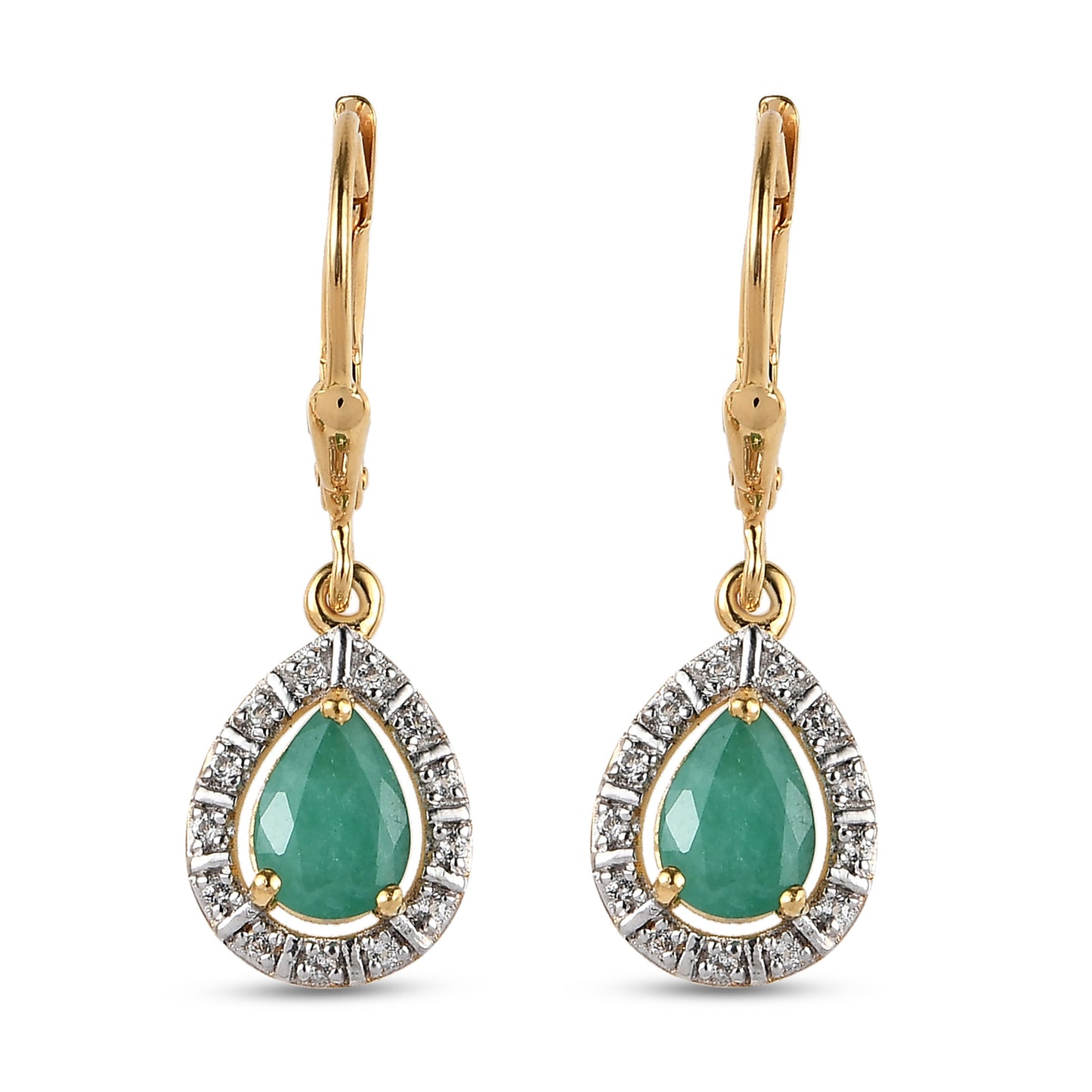 Conjunto de Plata Bañada en Oro con Rubí de Tailandia y Esmeralda de Brasil ( Pendientes )