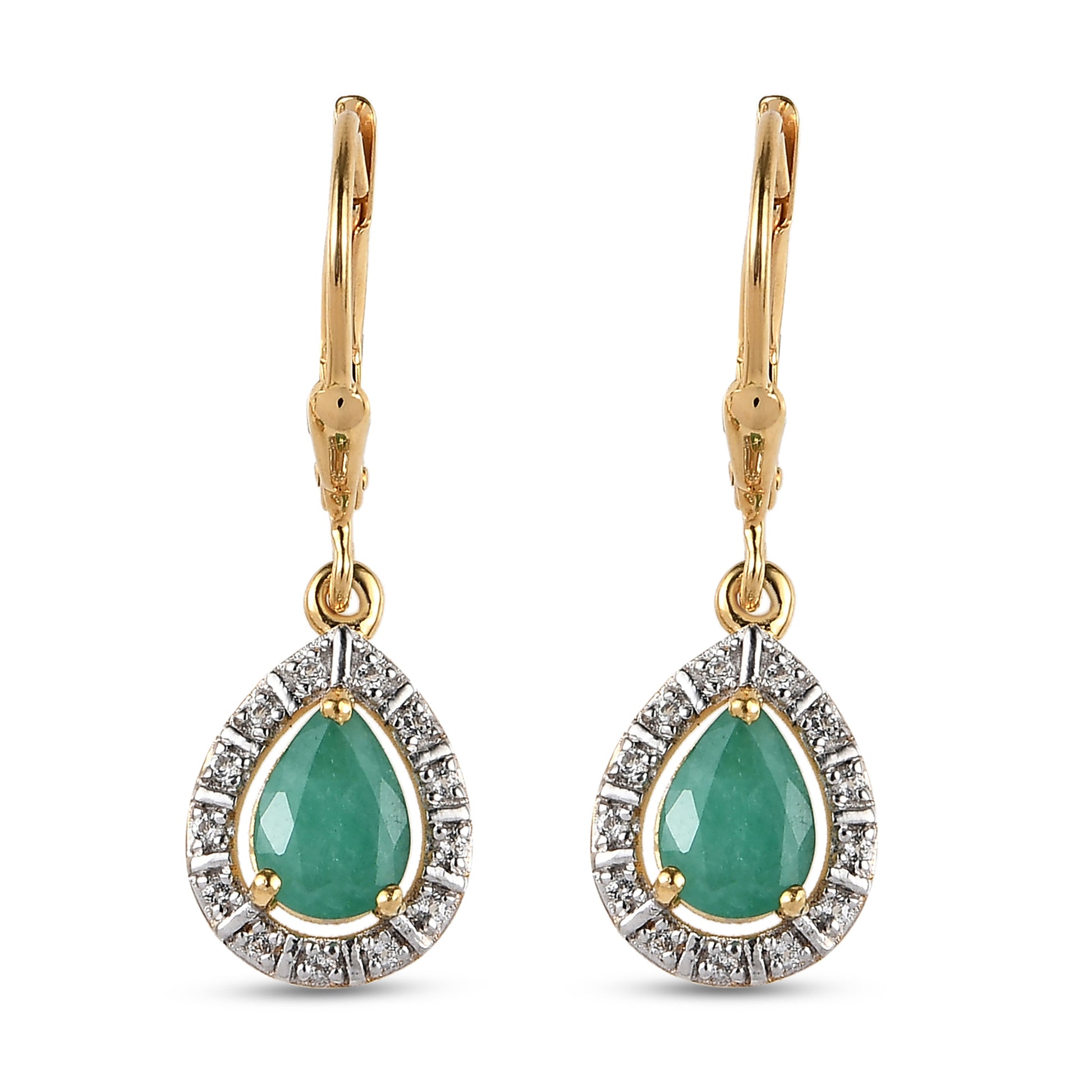 Conjunto de Plata Bañada en Oro con Rubí de Tailandia y Esmeralda de Brasil ( Pendientes ) 3 