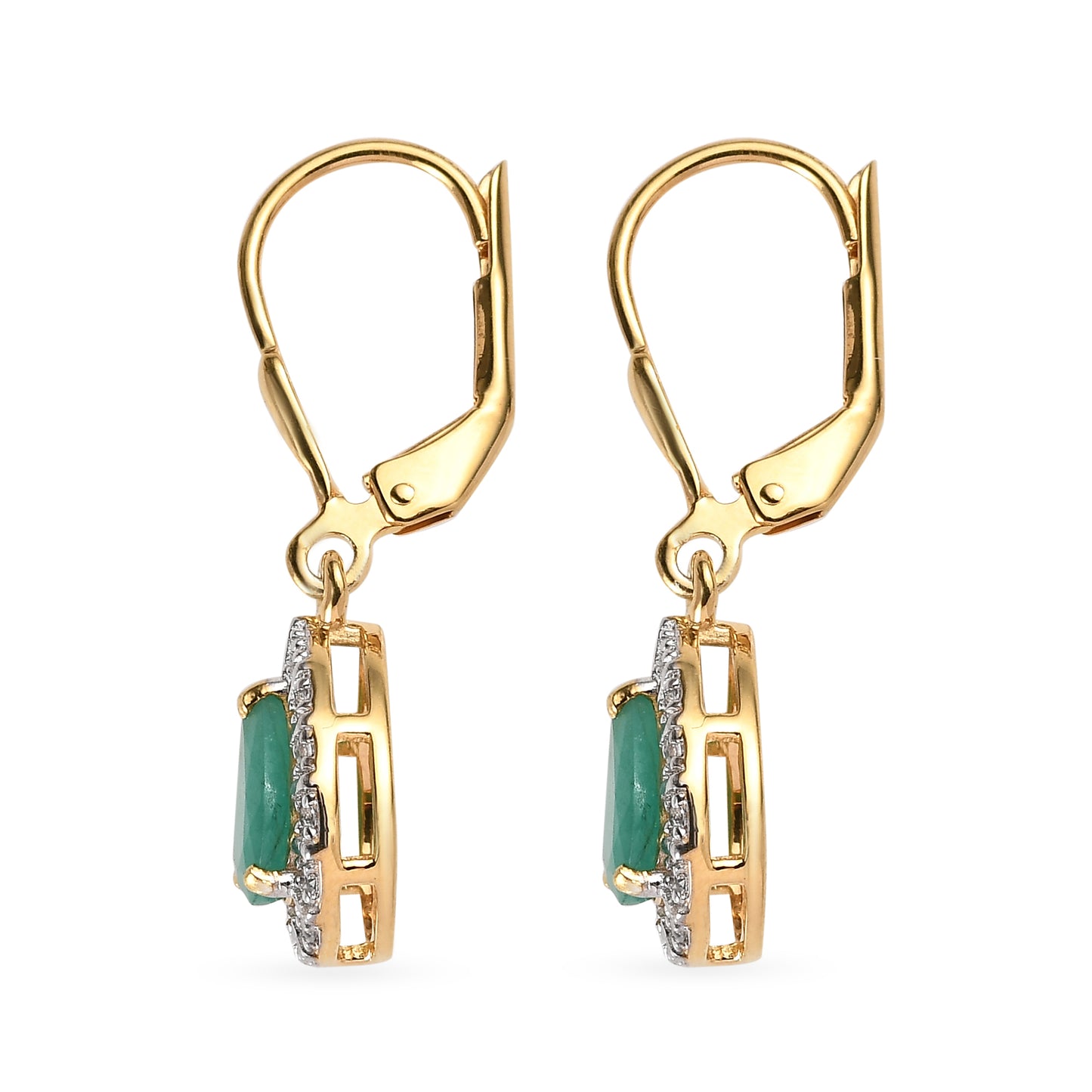 Conjunto de Plata Bañada en Oro con Rubí de Tailandia y Esmeralda de Brasil ( Pendientes )