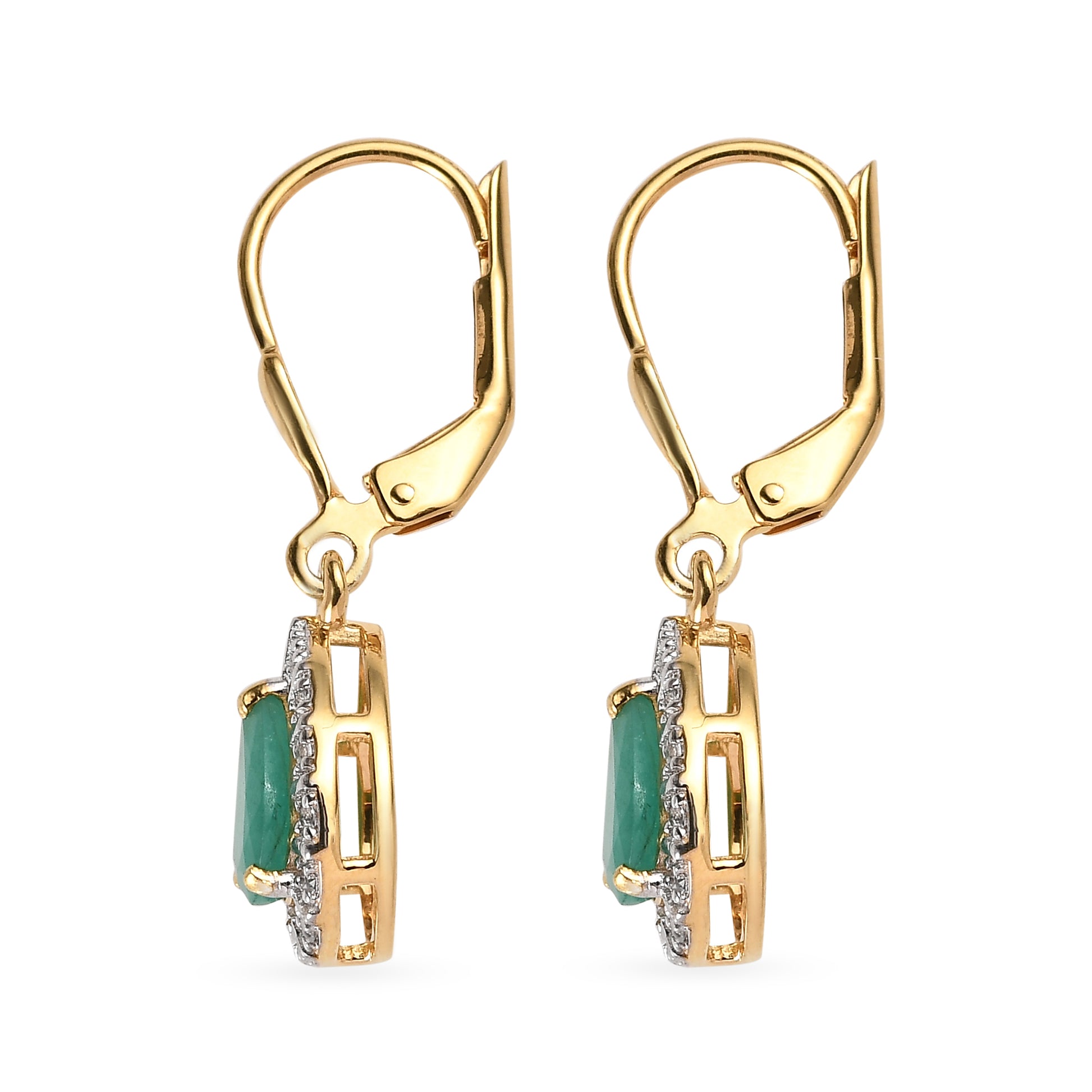 Conjunto de Plata Bañada en Oro con Rubí de Tailandia y Esmeralda de Brasil ( Pendientes ) 4 