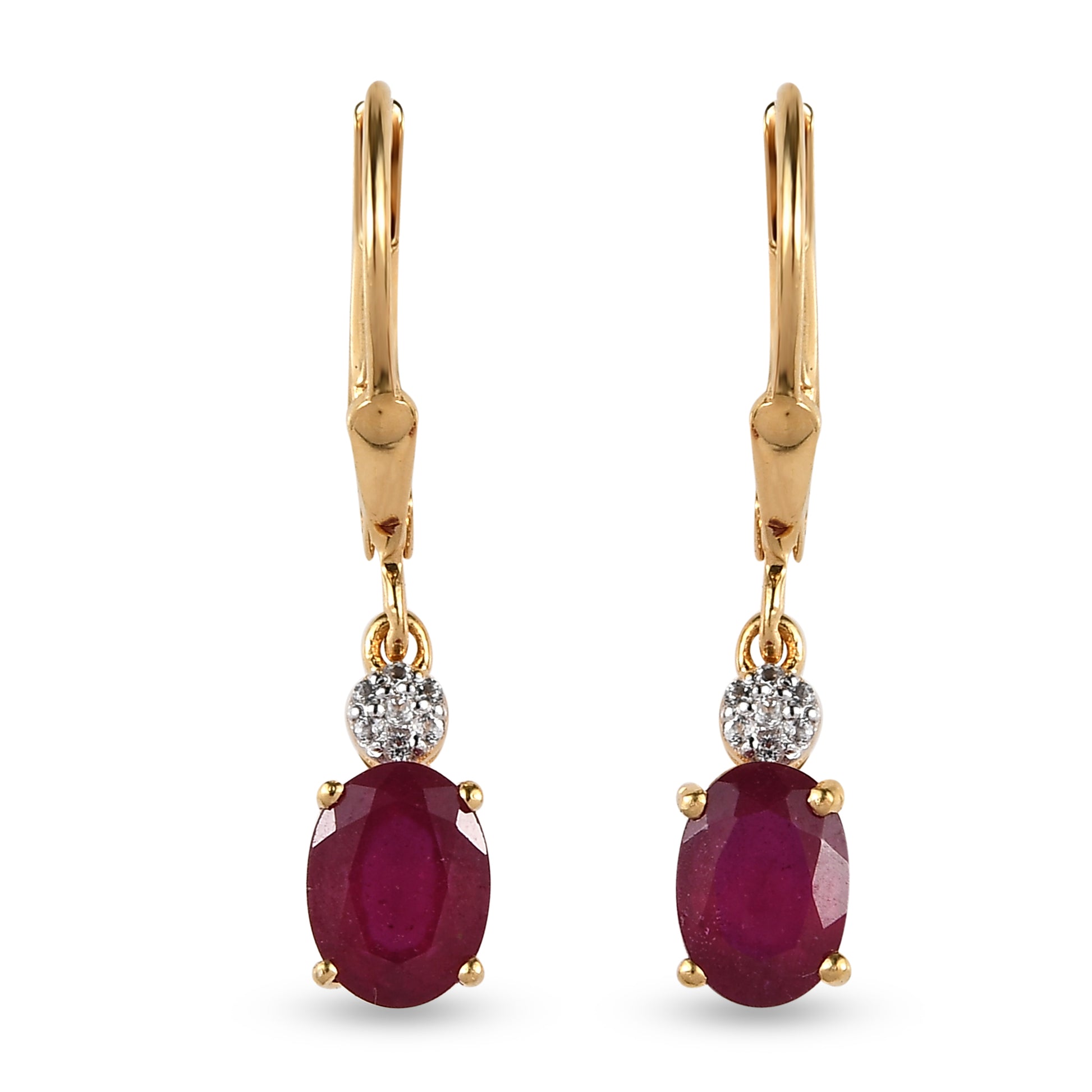 Conjunto de Plata Bañada en Oro con Rubí de Tailandia y Esmeralda de Brasil ( Pendientes ) 5 
