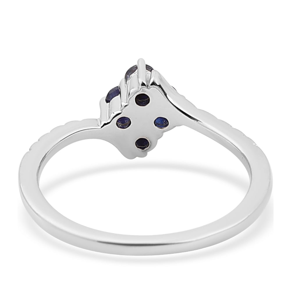 Anillo de Plata con Zafiro Azul 4 