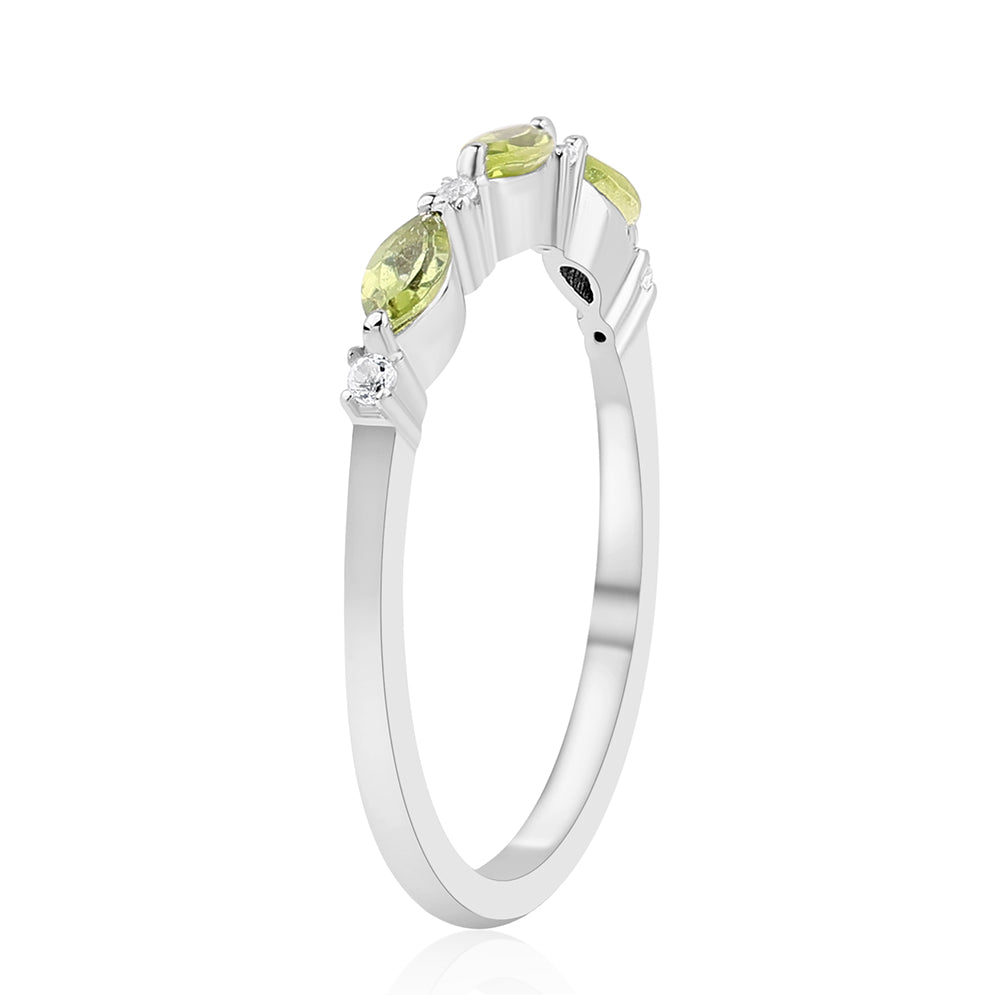 Anillo de Plata con Peridoto y Topacio Blanco 3 