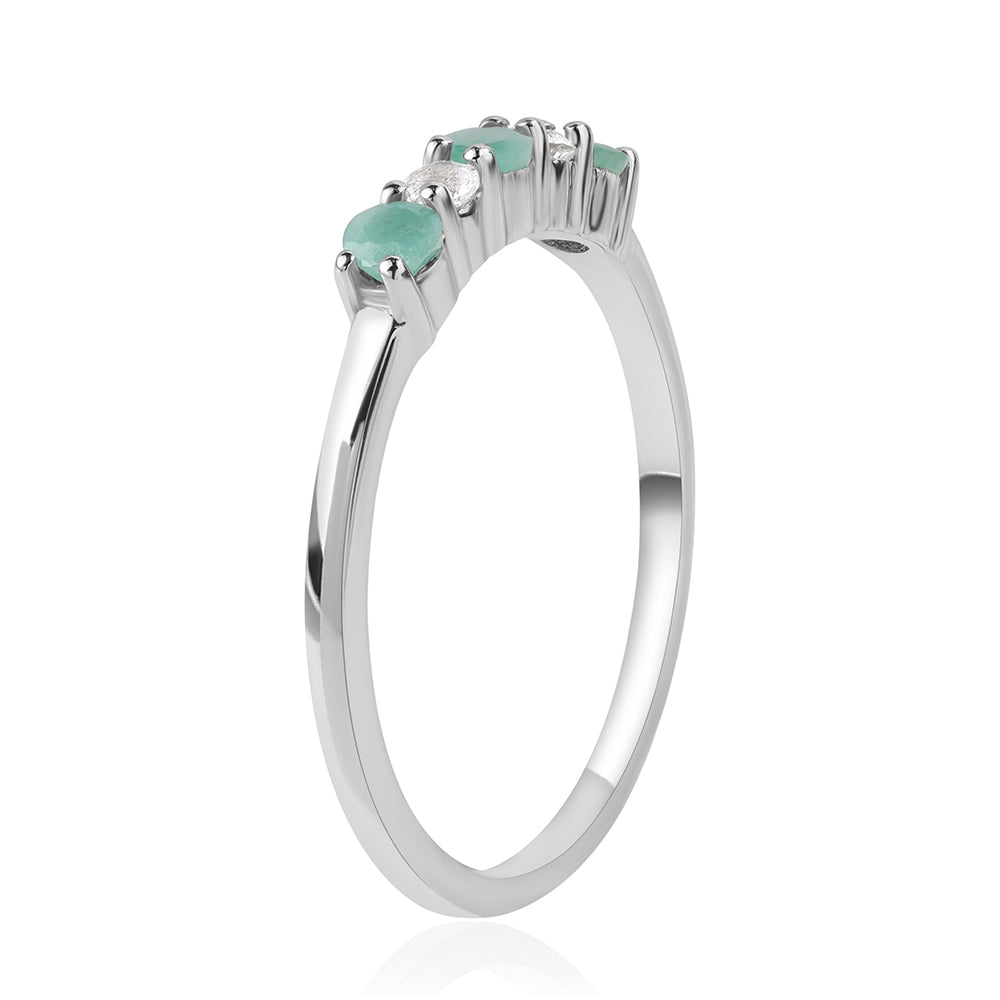 Anillo de Plata con Esmeralda de Brasil y Topacio Blanco 2 
