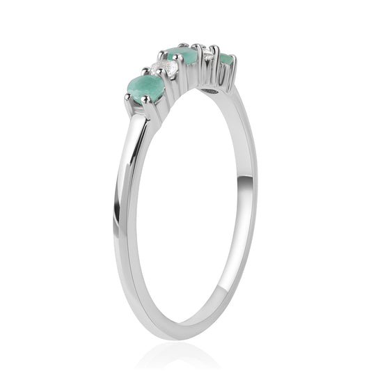 Anillo de Plata con Esmeralda de Brasil y Topacio Blanco