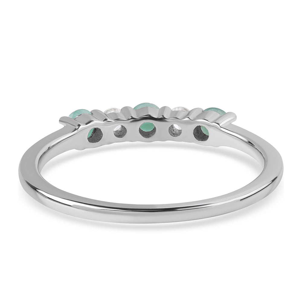 Anillo de Plata con Esmeralda de Brasil y Topacio Blanco 4 