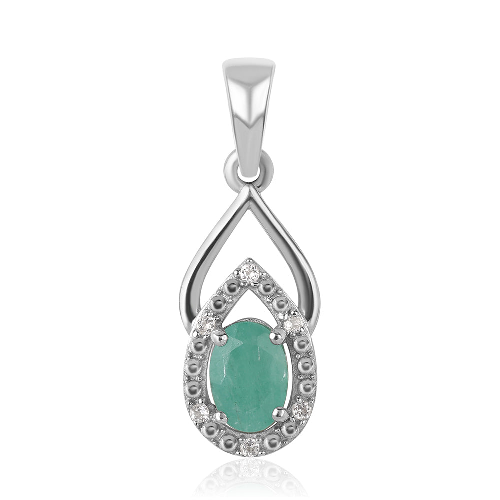 Colgante de Plata con Esmeralda de Brasil y Topacio Blanco