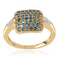 Anillo de Plata Bañada en Oro con Diamante Azul y Diamante blanco