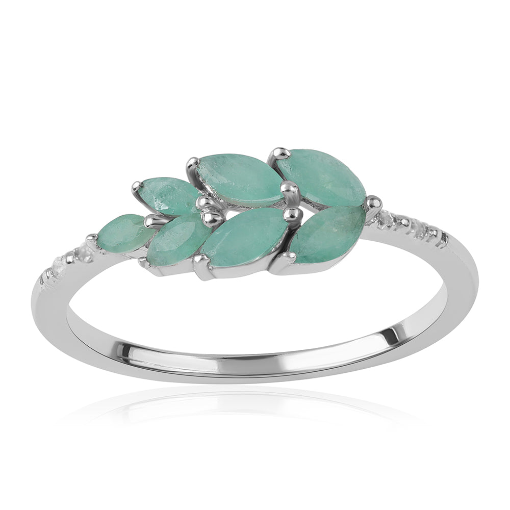 Anillo de Plata con Esmeralda de Brasil y Topacio Blanco