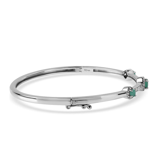 Pulsera de Plata con Esmeralda de Brasil y Topacio Blanco