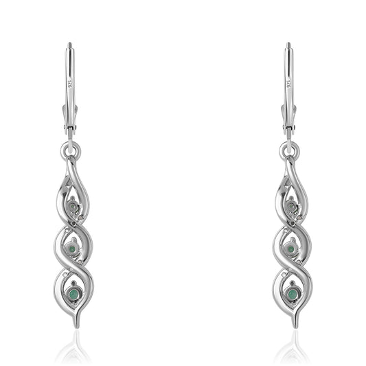 Pendientes de Plata con Esmeralda de Brasil y Topacio Blanco