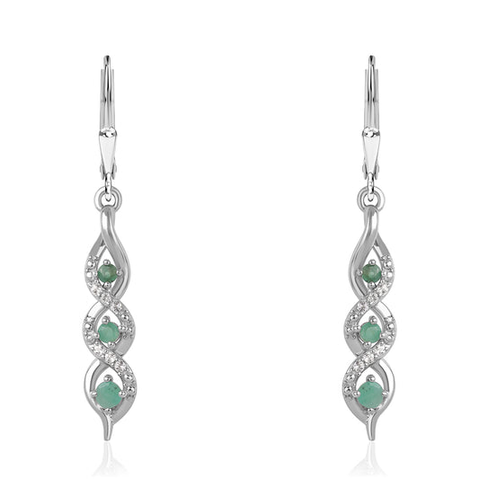 Pendientes de Plata con Esmeralda de Brasil y Topacio Blanco