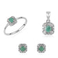 Conjunto de Plata con Esmeralda de Brasil y Topacio Blanco ( Pendientes +Anillo +Colgante )