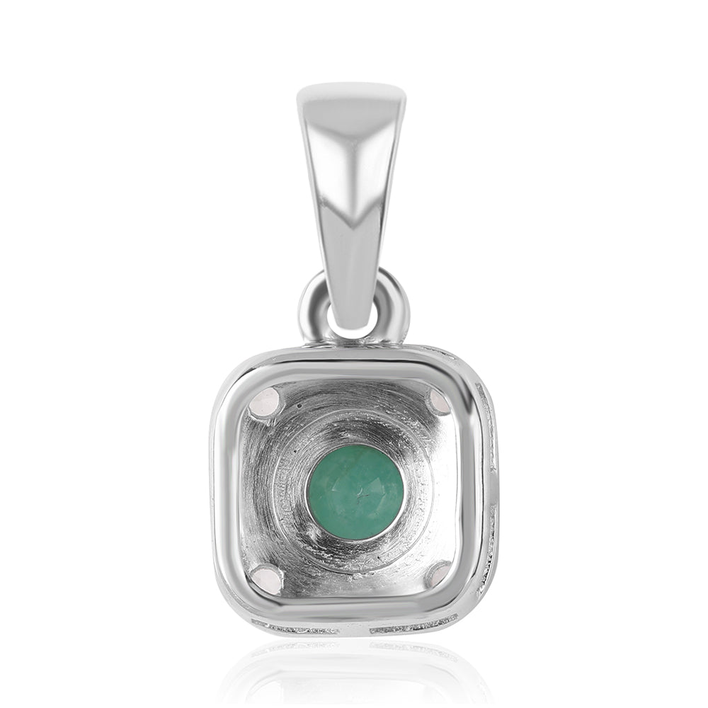 Conjunto de Plata con Esmeralda de Brasil y Topacio Blanco ( Pendientes +Anillo +Colgante )