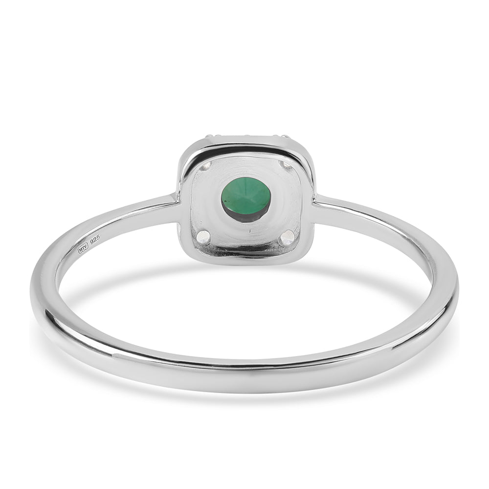 Conjunto de Plata con Esmeralda de Brasil y Topacio Blanco ( Pendientes +Anillo +Colgante ) 7 