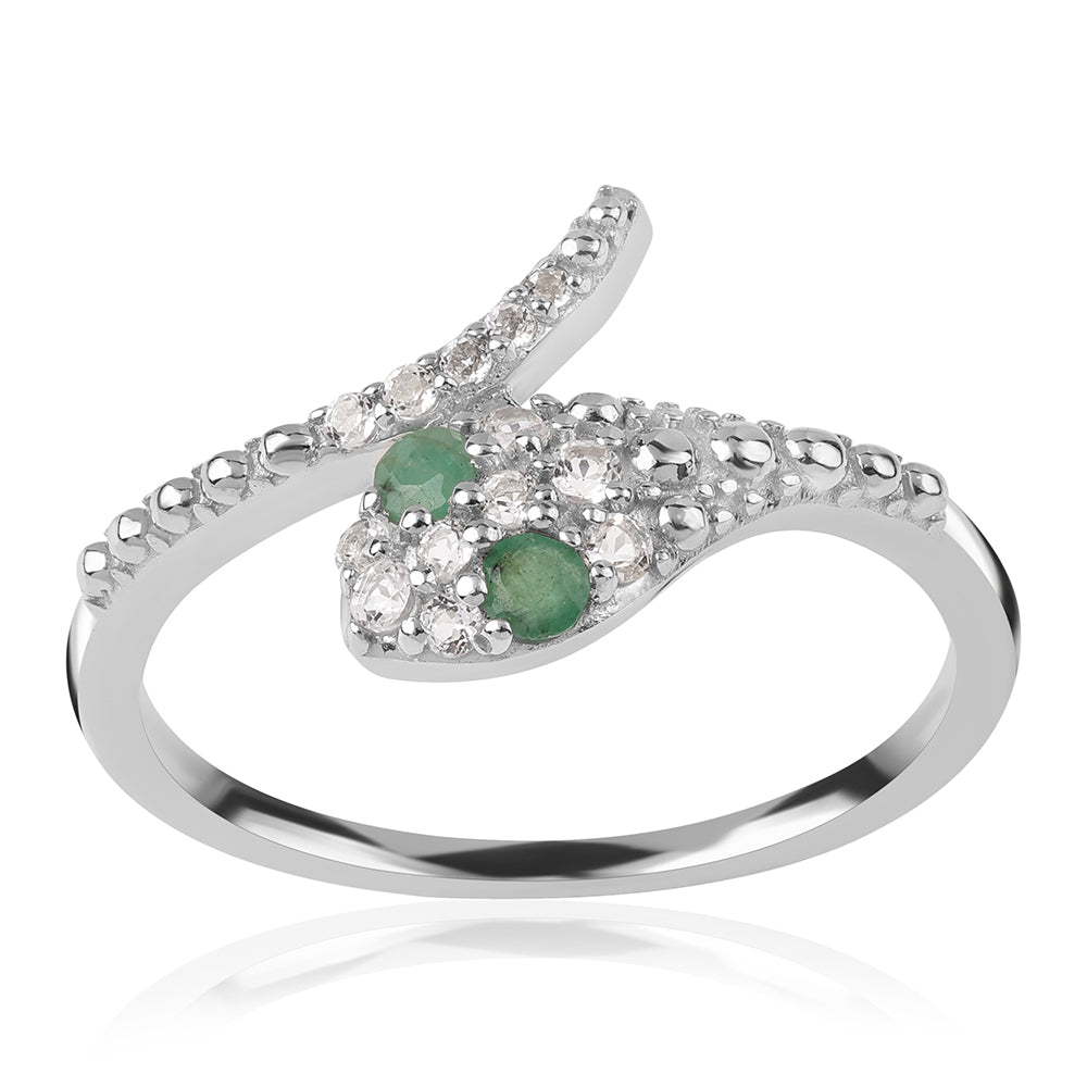 Anillo de Plata con Esmeralda de Brasil y Topacio Blanco 1 