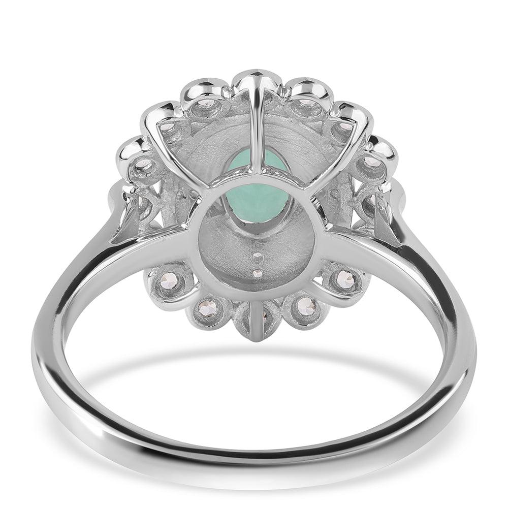 Anillo de Plata con Esmeralda de Brasil y Topacio Blanco