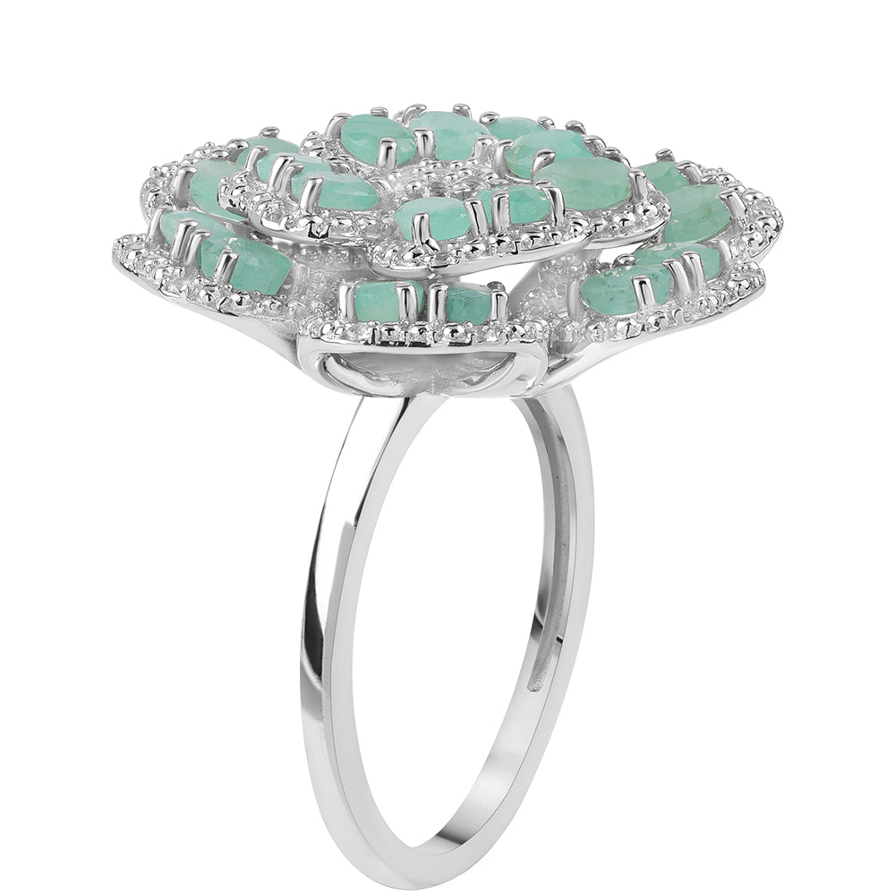 Anillo de Plata con Esmeralda de Brasil y Topacio Blanco 3 