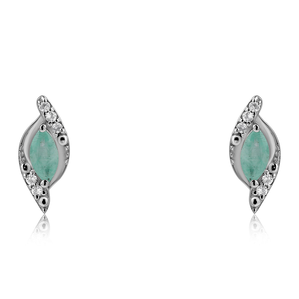 Pendientes de Plata con Esmeralda de Brasil y Topacio Blanco