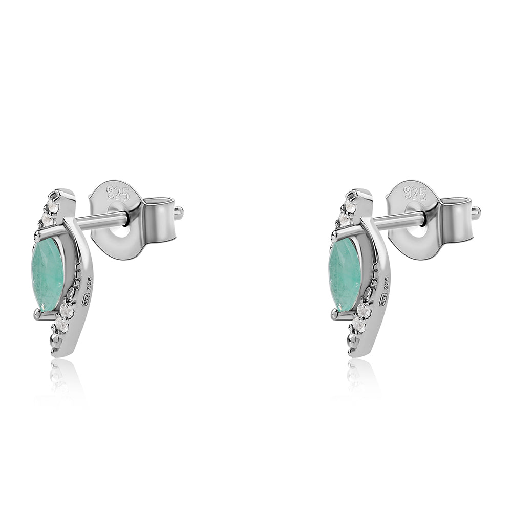 Pendientes de Plata con Esmeralda de Brasil y Topacio Blanco 4 