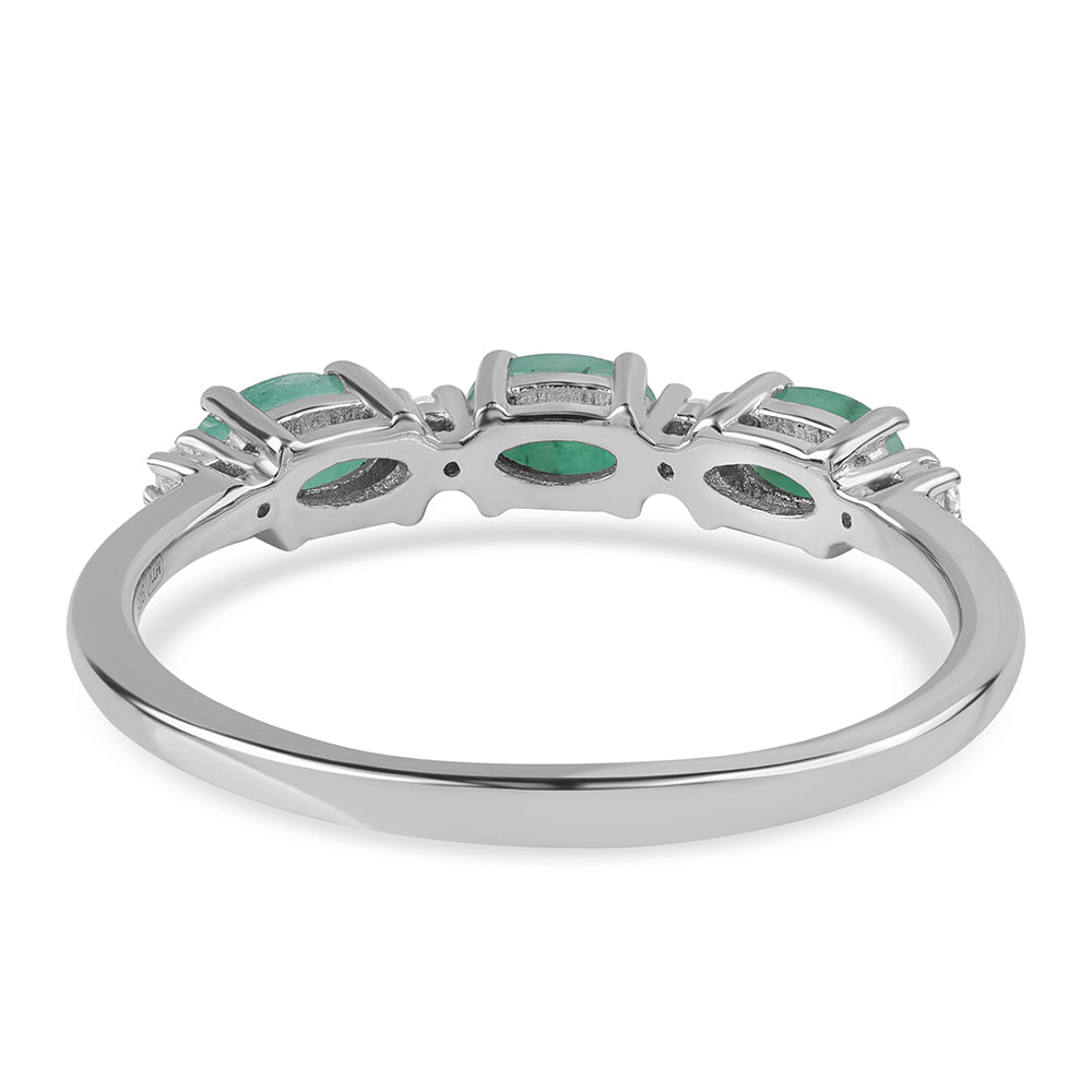 Anillo de Plata con Esmeralda de Brasil y Topacio Blanco 3 