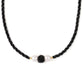 Collar de Plata Bañada en Oro con Espinela Negra y Perla blanca de agua dulce