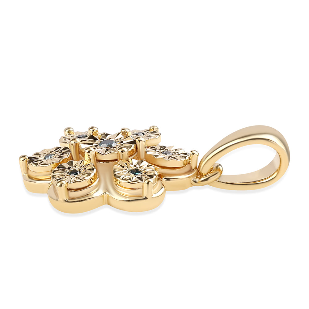 Colgante de Plata Bañada en Oro con Diamante Azul