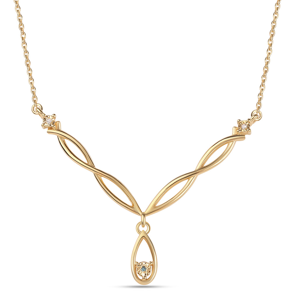 Collar de Plata Bañada en Oro con Diamante Azul y Diamante blanco 1 