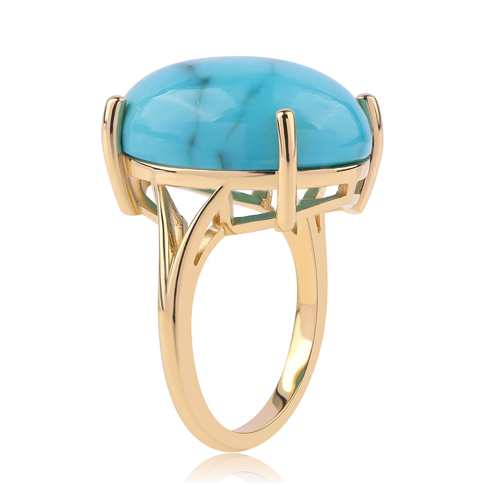 Anillo de Plata Bañada en Oro con Turquesa Bella Durmiente