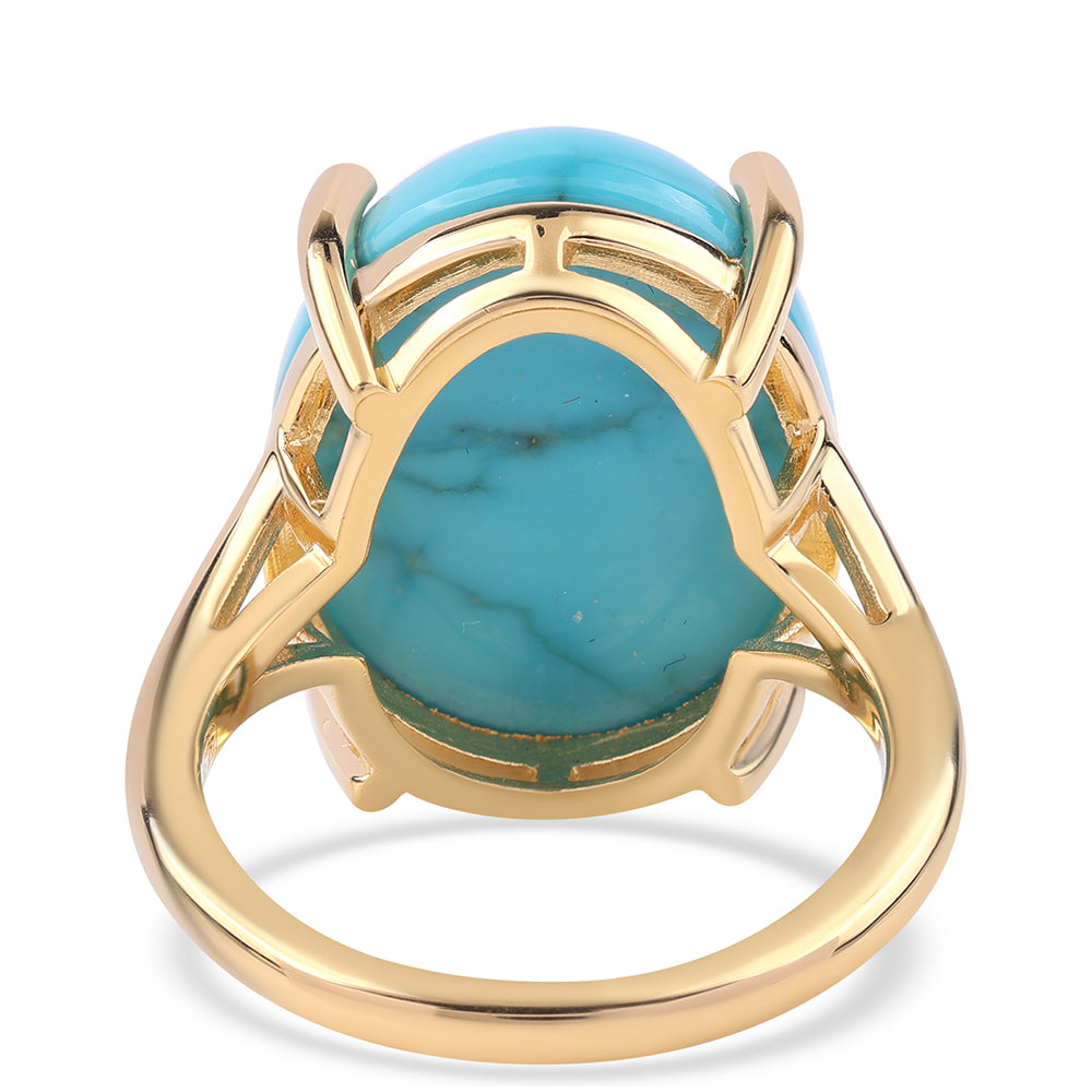 Anillo de Plata Bañada en Oro con Turquesa Bella Durmiente 3 
