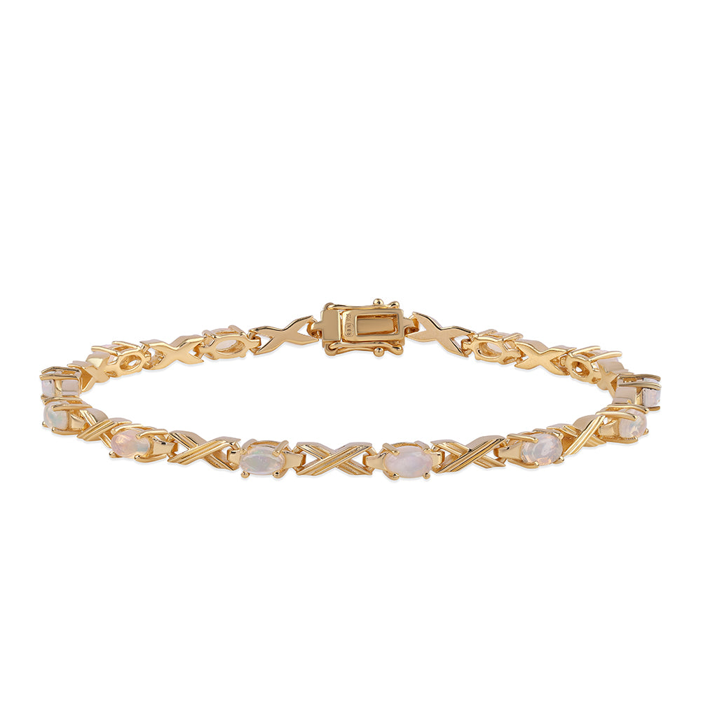 Pulsera de Plata Bañada en Oro con Ópalo Etíope de Lega Dembi