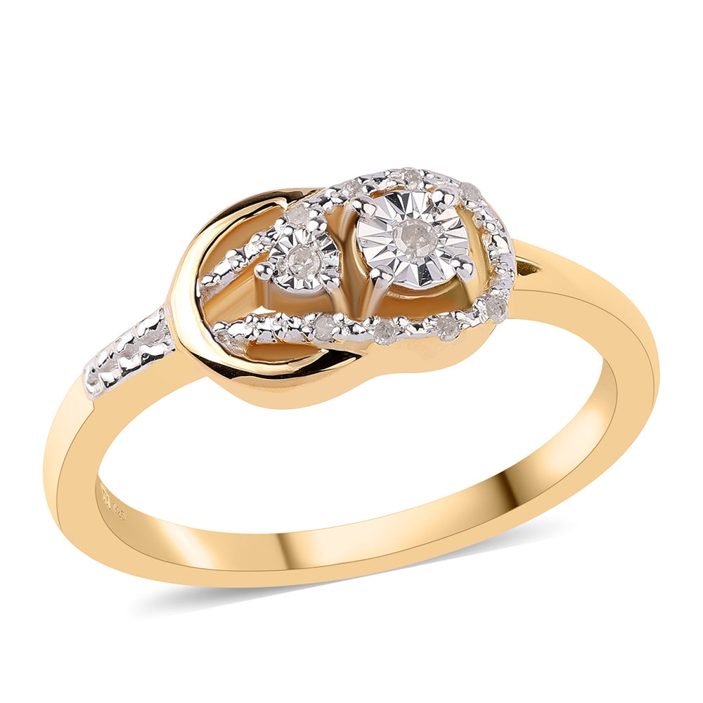Anillo de Plata Bañada en Oro con Diamante blanco 1 