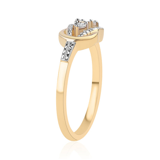 Anillo de Plata Bañada en Oro con Diamante blanco