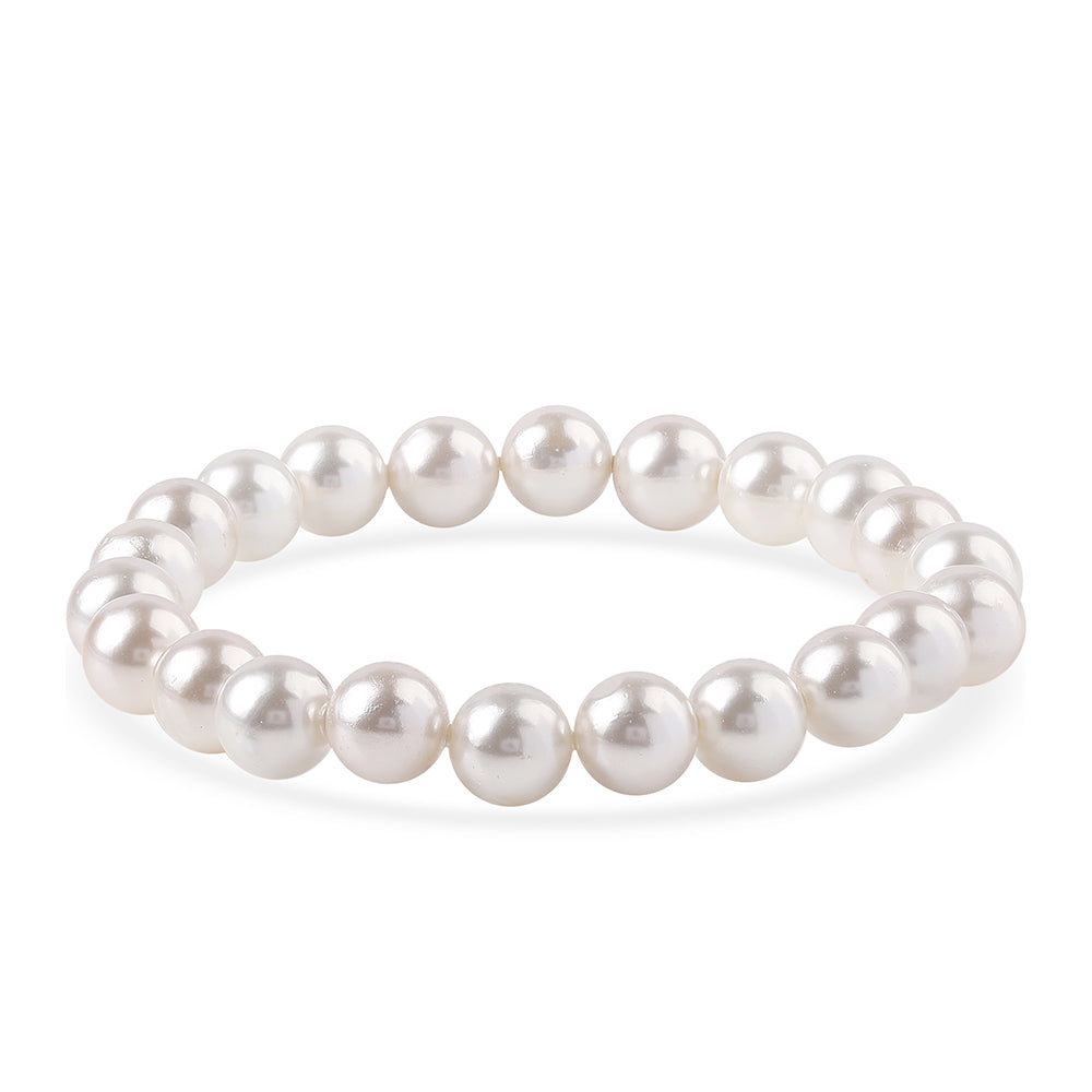 Conjunto de Plata Bañada en Oro con Perla blanca de agua dulce ( Collar +Pendientes +Pulsera ) 4 