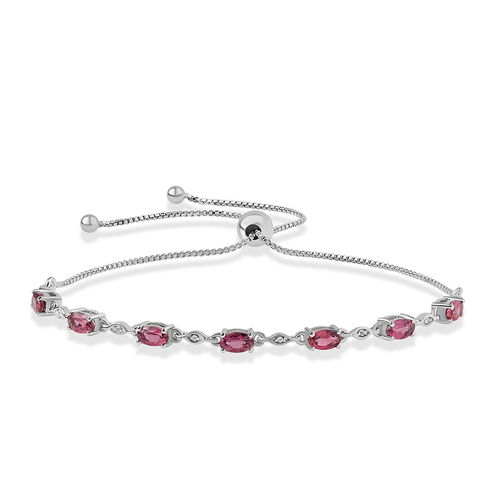 Pulsera de Plata con Rubelita de Cruzeiro y Topacio Blanco 1 