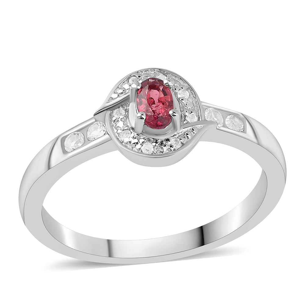 Anillo de Plata con Rubelita de Cruzeiro y Topacio Blanco 1 