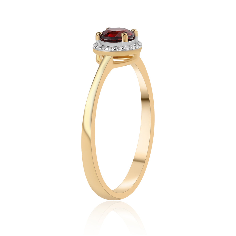 Anillo de Plata Bañada en Oro con Granate Barton y Topacio Blanco