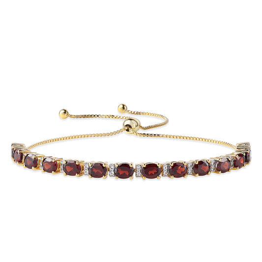 Pulsera de Plata Bañada en Oro con Granate Barton y Topacio Blanco