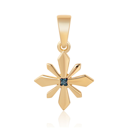 Colgante de Plata Bañada en Oro con Diamante Azul