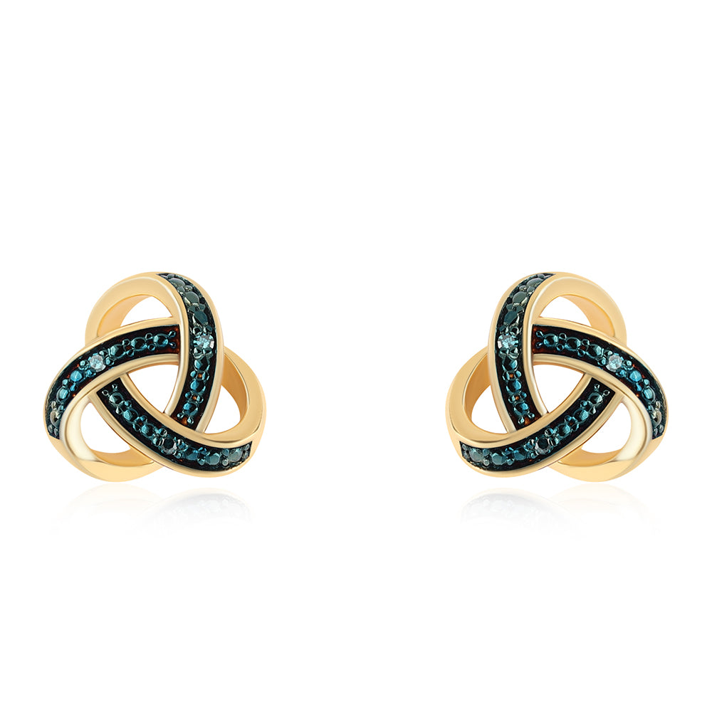 Pendientes de Plata Bañada en Oro con Diamante Azul 1 
