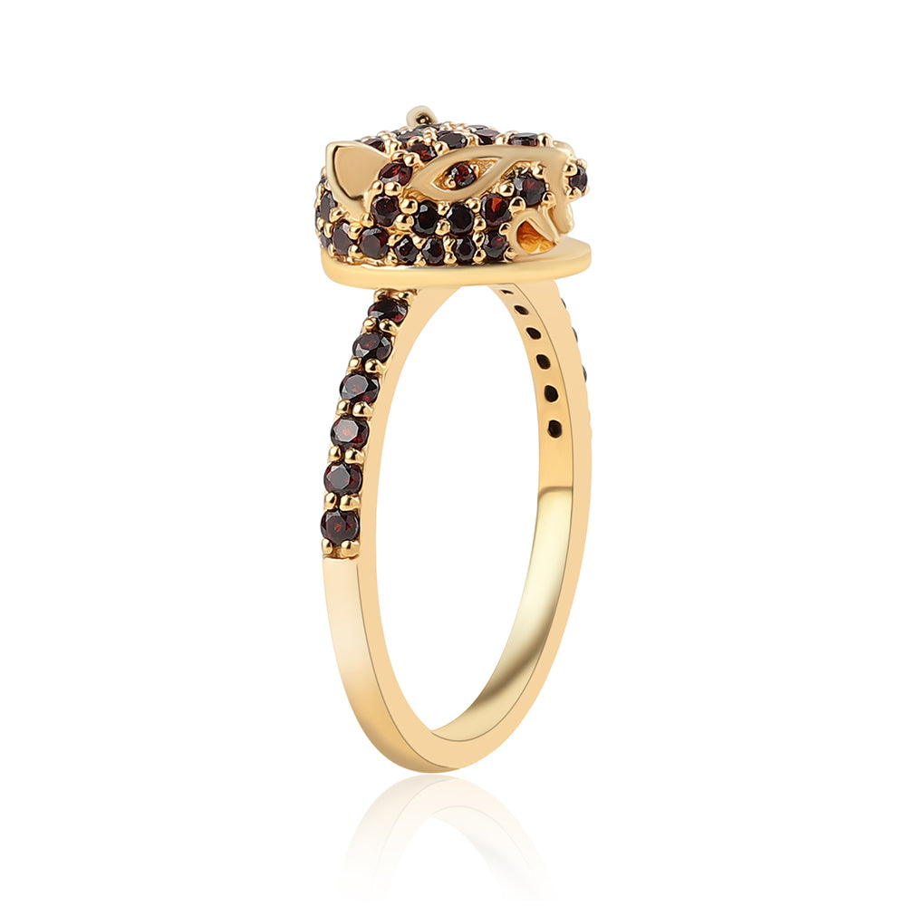 Anillo de Plata Bañada en Oro con Granate Barton 2 