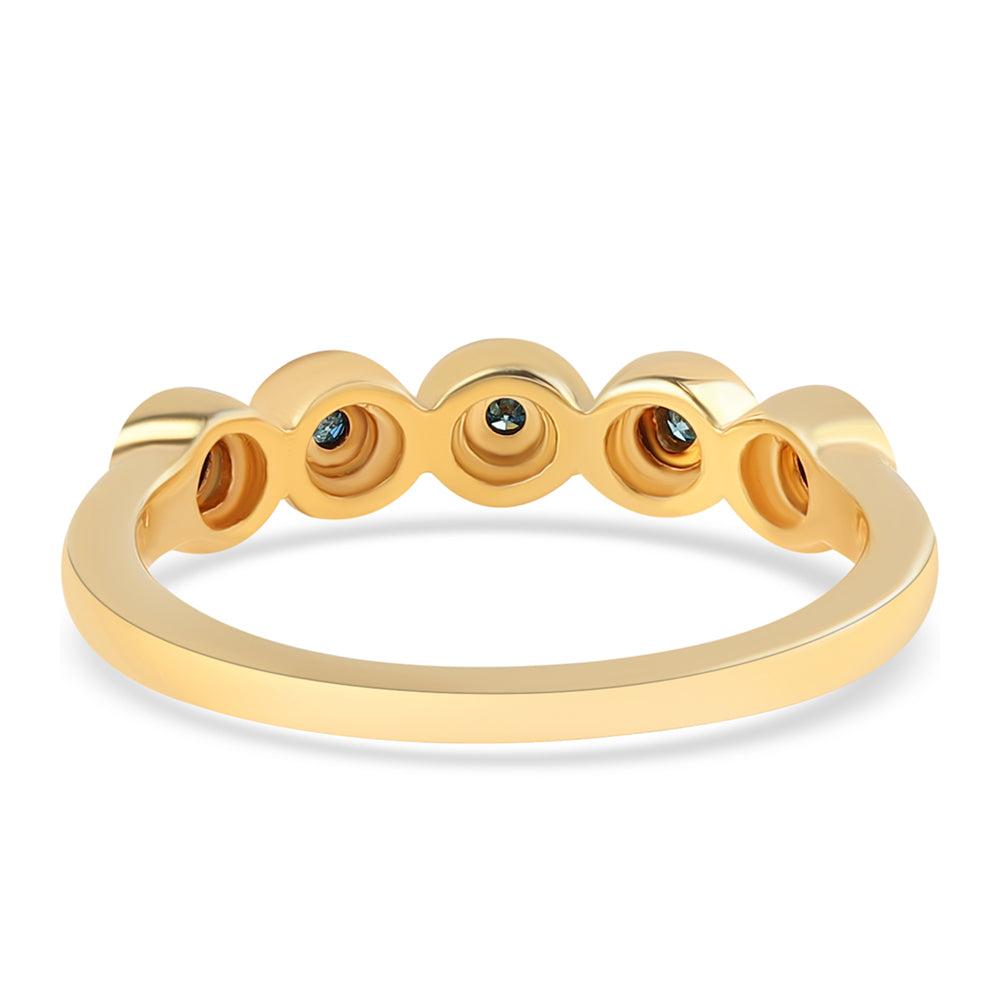 Anillo de Plata Bañada en Oro con Diamante Azul 2 