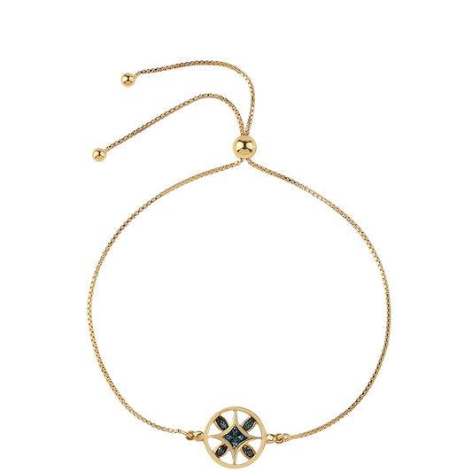 Pulsera de Plata Bañada en Oro con Diamante Azul