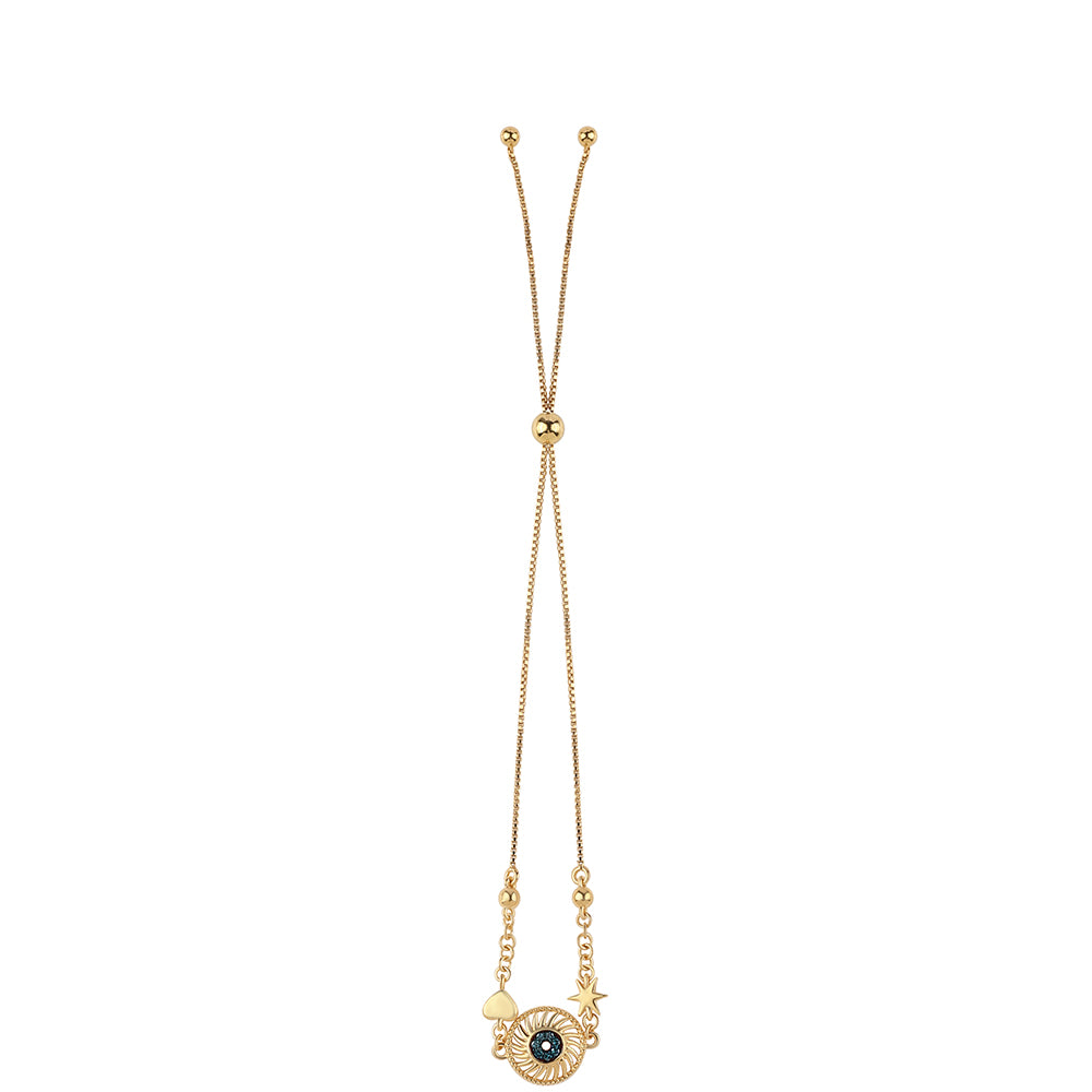 Pulsera de Plata Bañada en Oro con Diamante Azul 3 