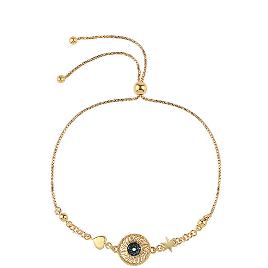 Pulsera de Plata Bañada en Oro con Diamante Azul