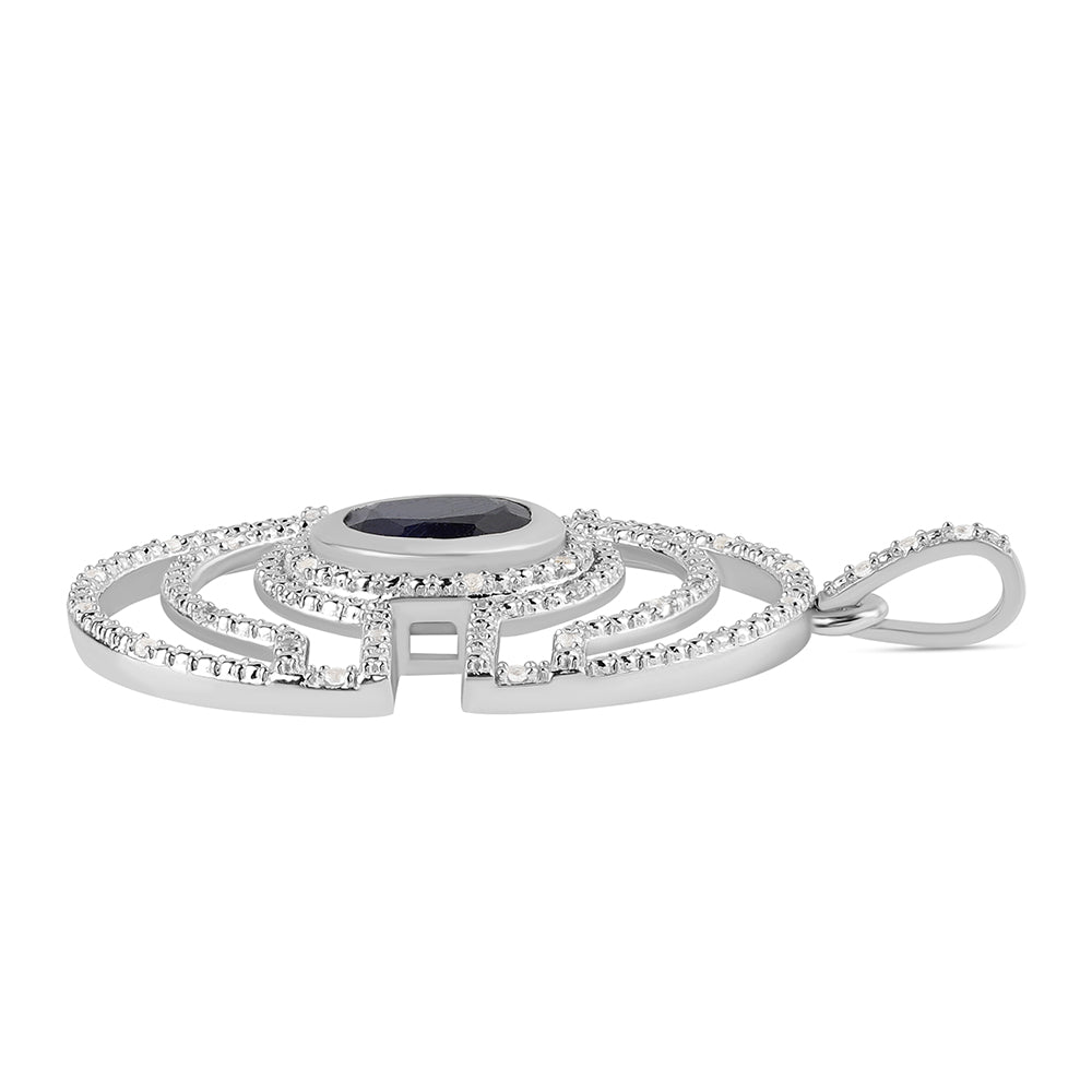 Colgante de Plata con Zafiro Azul Australiano y Topacio Blanco 2 