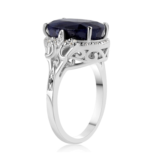 Anillo de Plata con Zafiro Azul Australiano y Topacio Blanco