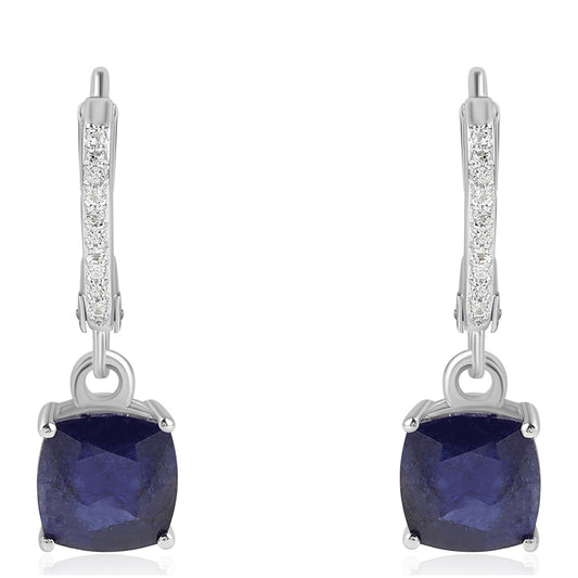 Pendientes de Plata con Zafiro Azul Australiano y Topacio Blanco